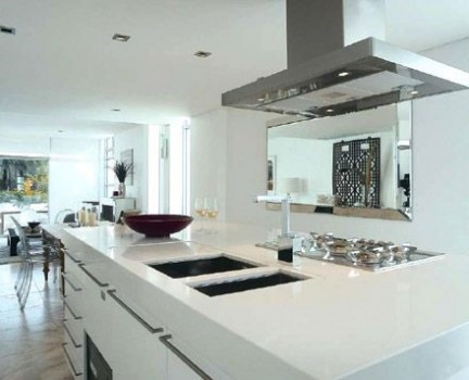 Kitchen Connection - modern white kitchen with rangehood